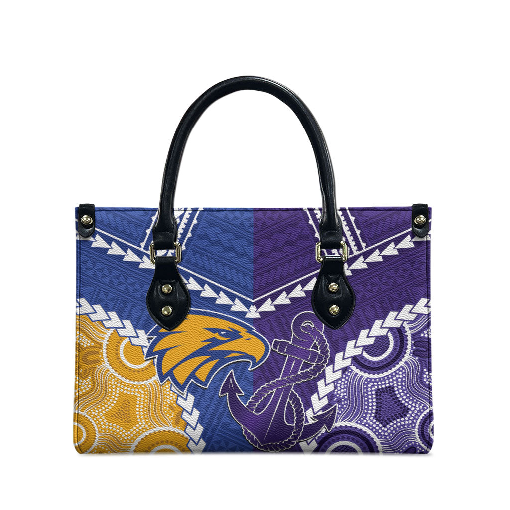 Football Eagles and Dockers Leather Bag 2026 Together Aboriginal Polynesian Pattern