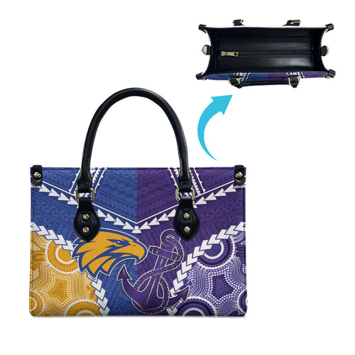 Football Eagles and Dockers Leather Bag 2026 Together Aboriginal Polynesian Pattern