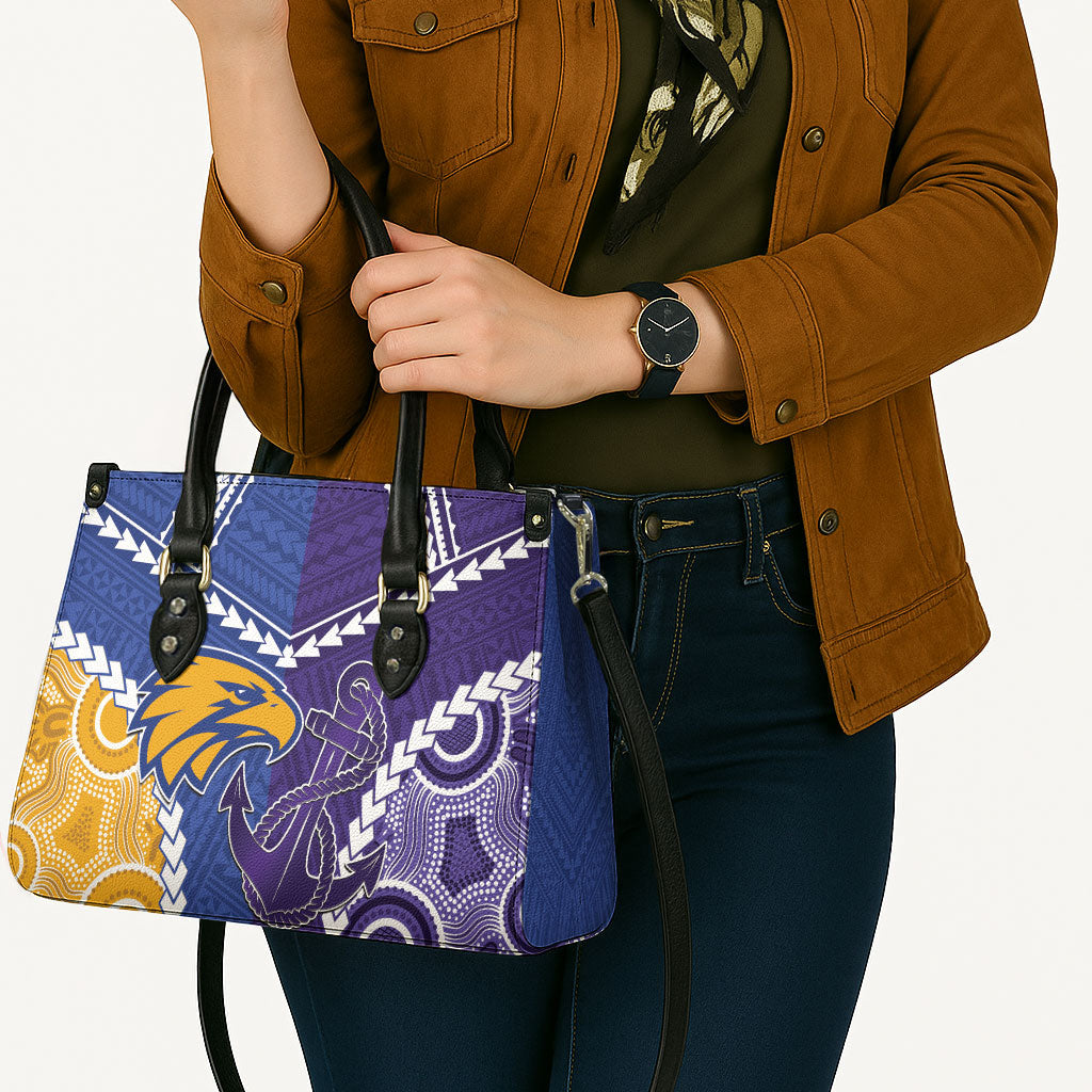Football Eagles and Dockers Leather Bag 2026 Together Aboriginal Polynesian Pattern