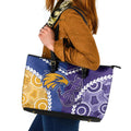 Football Eagles and Dockers Leather Tote Bag 2026 Together Aboriginal Polynesian Pattern