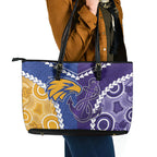 Football Eagles and Dockers Leather Tote Bag 2026 Together Aboriginal Polynesian Pattern