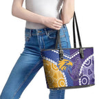 Football Eagles and Dockers Leather Tote Bag 2026 Together Aboriginal Polynesian Pattern