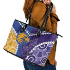 Football Eagles and Dockers Leather Tote Bag 2026 Together Aboriginal Polynesian Pattern