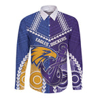 Custom Football Eagles and Dockers Long Sleeve Button Shirt 2026 Together Aboriginal Polynesian Pattern