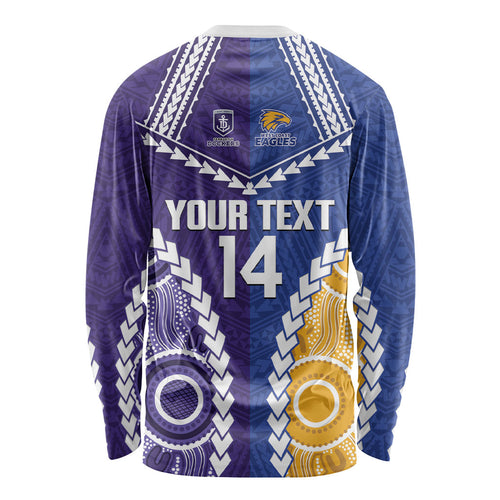 Custom Football Eagles and Dockers Long Sleeve Shirt 2026 Together Aboriginal Polynesian Pattern