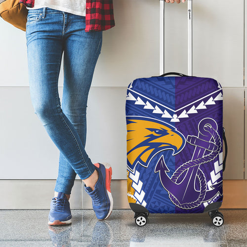 Football Eagles and Dockers Luggage Cover 2026 Together Aboriginal Polynesian Pattern