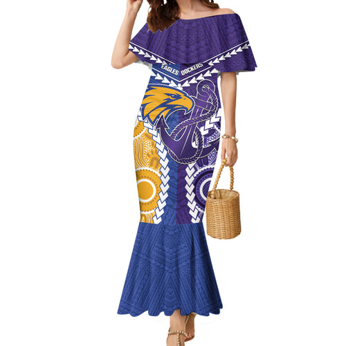 Custom Football Eagles and Dockers Mermaid Dress 2026 Together Aboriginal Polynesian Pattern
