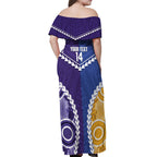 Custom Football Eagles and Dockers Off Shoulder Maxi Dress 2026 Together Aboriginal Polynesian Pattern