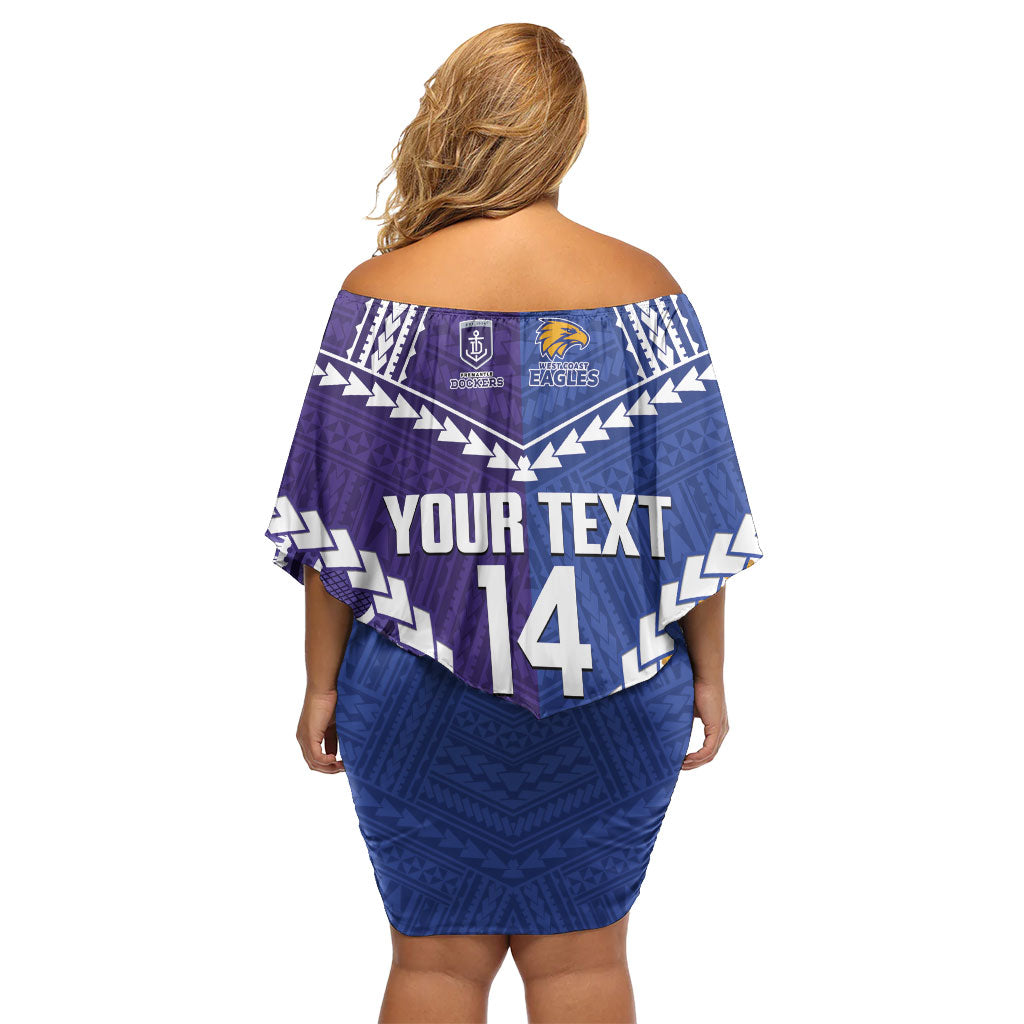 Custom Football Eagles and Dockers Off Shoulder Short Dress 2026 Together Aboriginal Polynesian Pattern