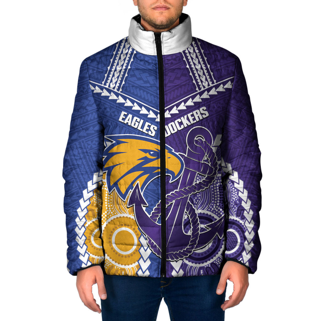 Custom Football Eagles and Dockers Padded Jacket 2026 Together Aboriginal Polynesian Pattern