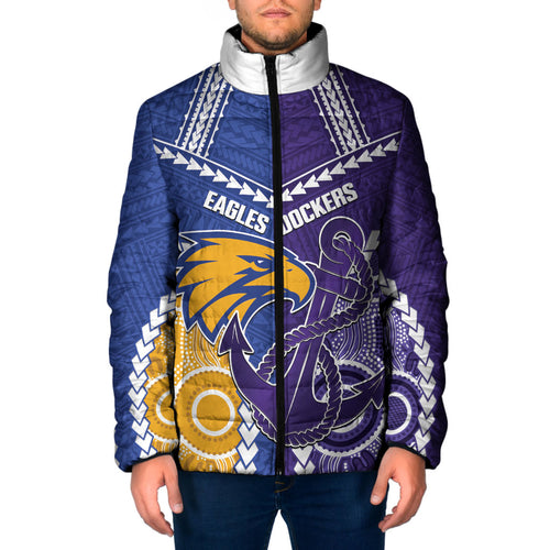 Custom Football Eagles and Dockers Padded Jacket 2026 Together Aboriginal Polynesian Pattern
