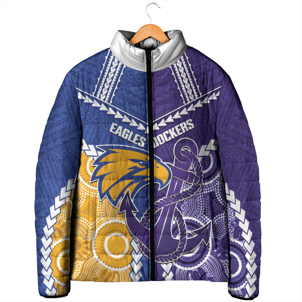 Custom Football Eagles and Dockers Padded Jacket 2026 Together Aboriginal Polynesian Pattern