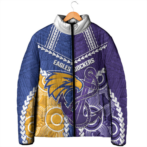 Custom Football Eagles and Dockers Padded Jacket 2026 Together Aboriginal Polynesian Pattern