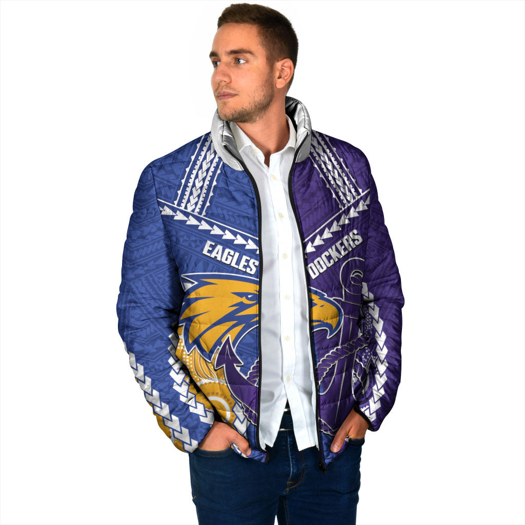 Custom Football Eagles and Dockers Padded Jacket 2026 Together Aboriginal Polynesian Pattern