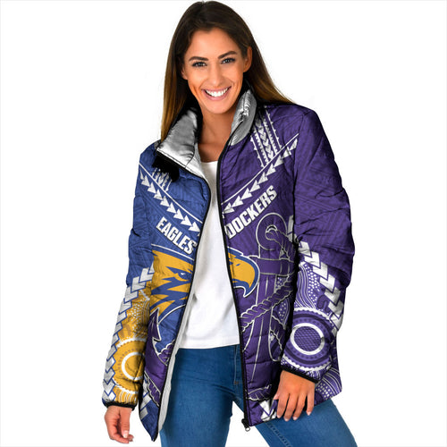 Custom Football Eagles and Dockers Padded Jacket 2026 Together Aboriginal Polynesian Pattern