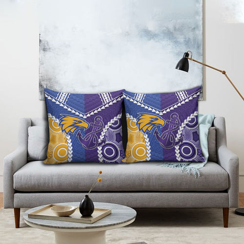 Football Eagles and Dockers Pillow Cover 2026 Together Aboriginal Polynesian Pattern
