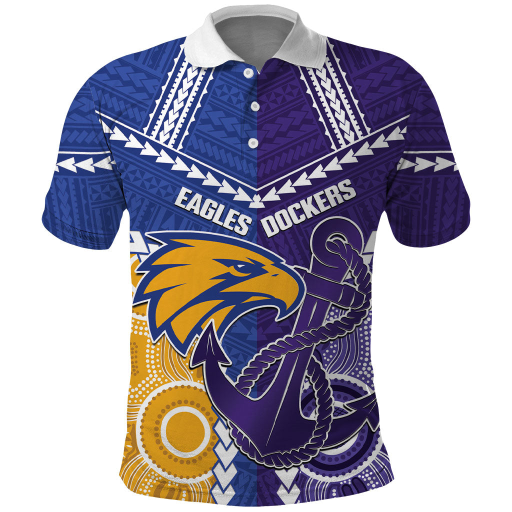 Custom Football Eagles and Dockers Polo Shirt 2026 Together Aboriginal Polynesian Pattern