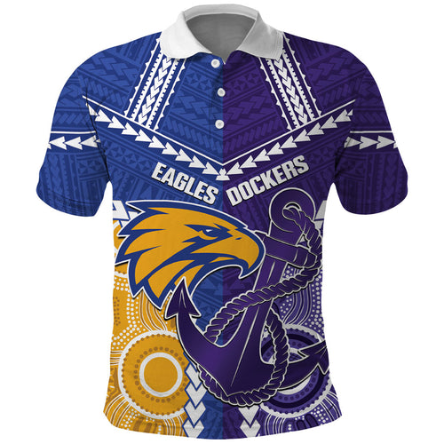 Custom Football Eagles and Dockers Polo Shirt 2026 Together Aboriginal Polynesian Pattern