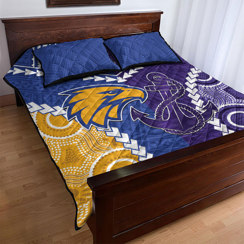 Football Eagles and Dockers Quilt Bed Set 2026 Together Aboriginal Polynesian Pattern