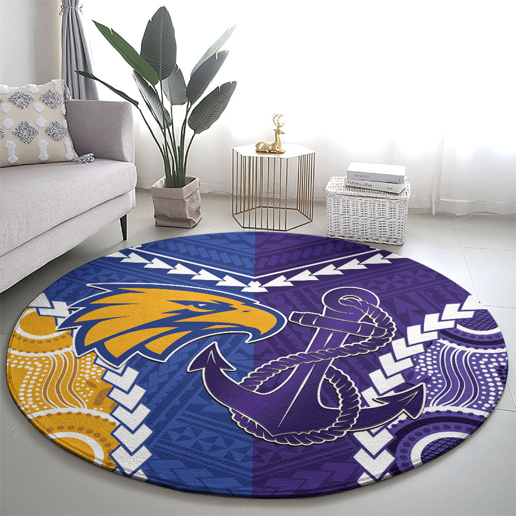 Football Eagles and Dockers Round Carpet 2026 Together Aboriginal Polynesian Pattern