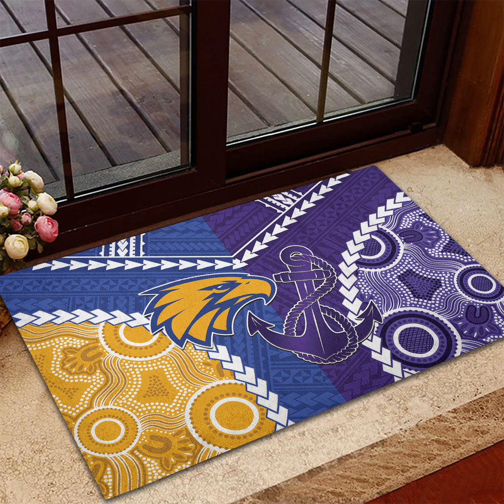Football Eagles and Dockers Rubber Doormat 2026 Together Aboriginal Polynesian Pattern
