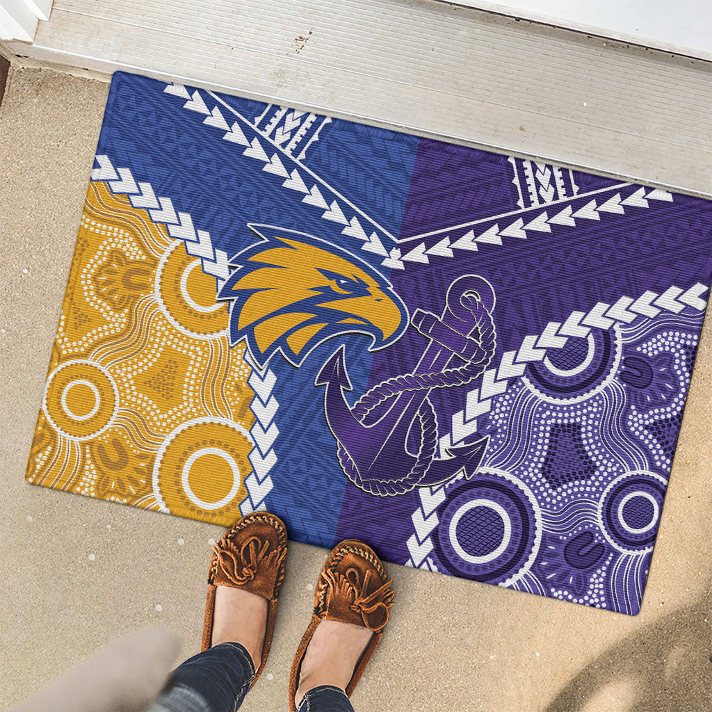 Football Eagles and Dockers Rubber Doormat 2026 Together Aboriginal Polynesian Pattern