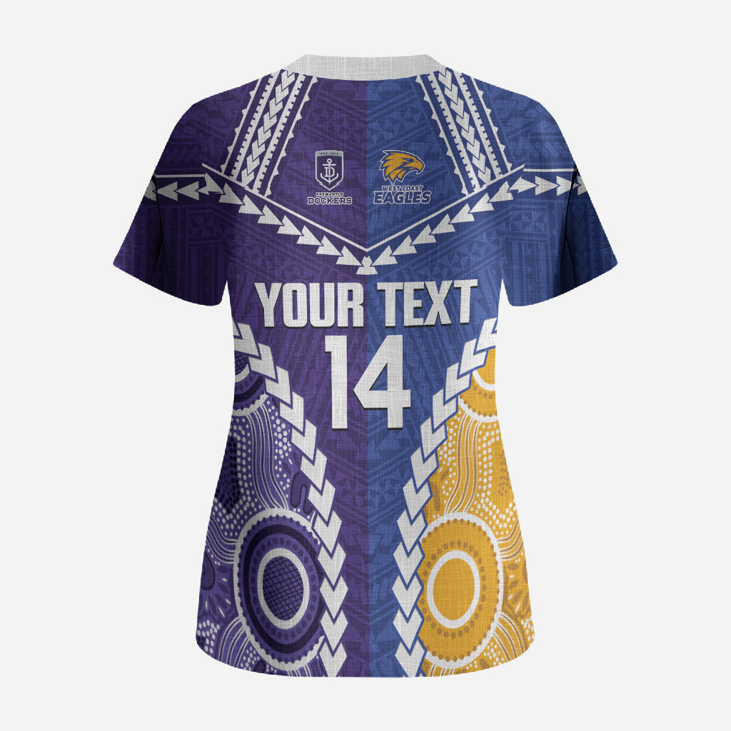 Custom Football Eagles and Dockers Scrub Top 2026 Together Aboriginal Polynesian Pattern