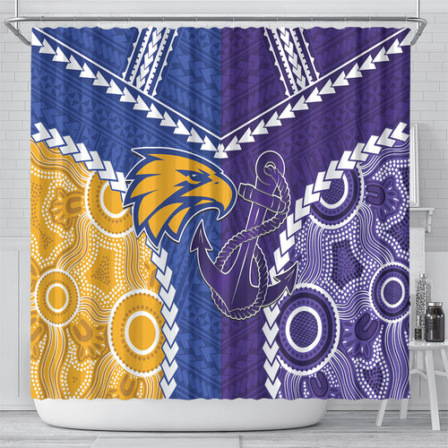 Football Eagles and Dockers Shower Curtain 2026 Together Aboriginal Polynesian Pattern