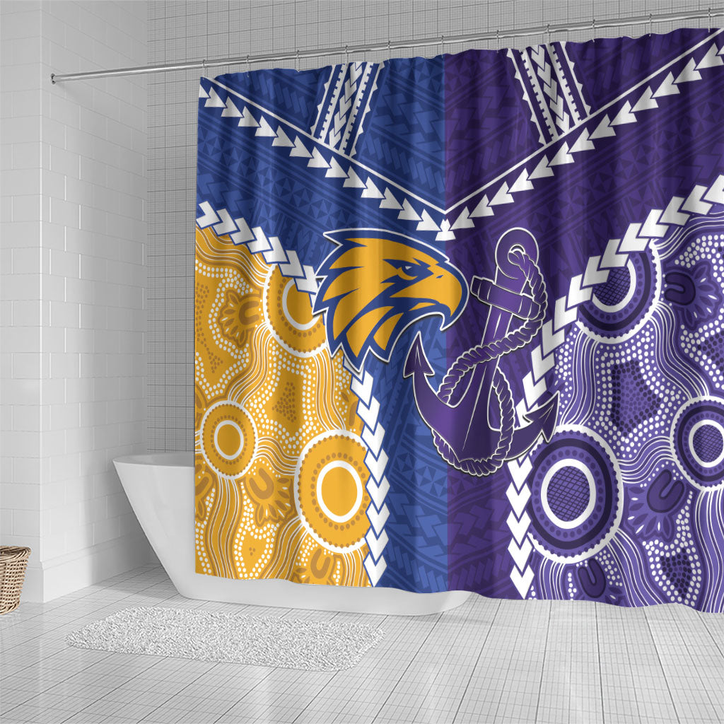 Football Eagles and Dockers Shower Curtain 2026 Together Aboriginal Polynesian Pattern