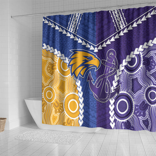 Football Eagles and Dockers Shower Curtain 2026 Together Aboriginal Polynesian Pattern
