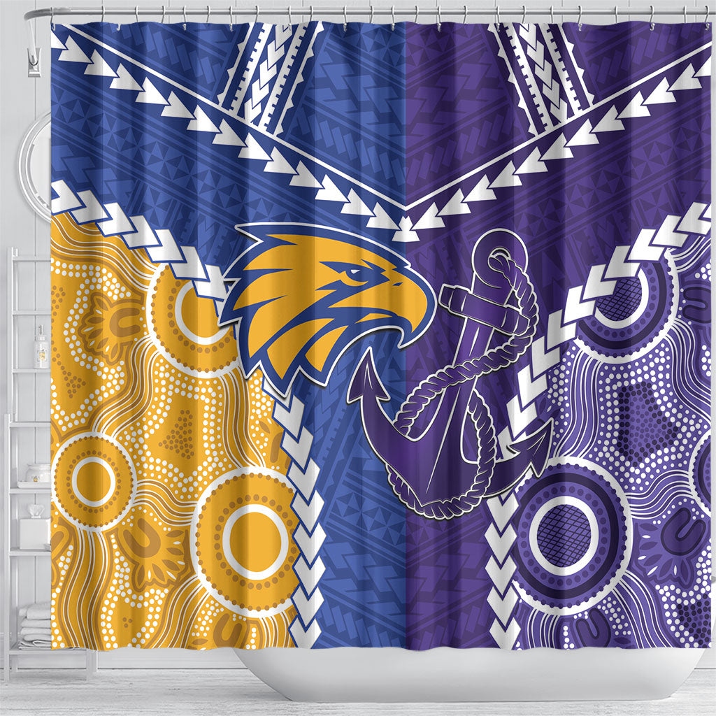 Football Eagles and Dockers Shower Curtain 2026 Together Aboriginal Polynesian Pattern