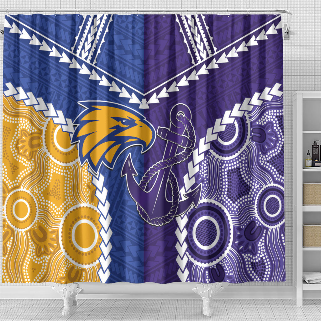 Football Eagles and Dockers Shower Curtain 2026 Together Aboriginal Polynesian Pattern
