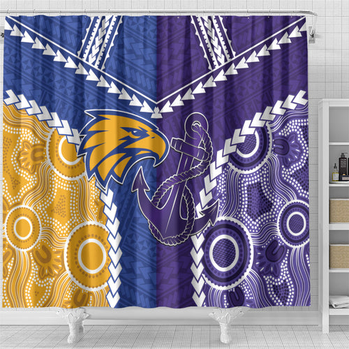 Football Eagles and Dockers Shower Curtain 2026 Together Aboriginal Polynesian Pattern
