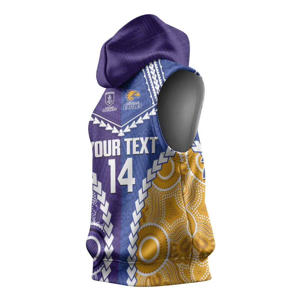 Custom Football Eagles and Dockers Sleeveless Hoodie 2026 Together Aboriginal Polynesian Pattern