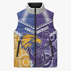 Custom Football Eagles and Dockers Sleeveless Puffer Jacket 2026 Together Aboriginal Polynesian Pattern