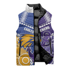Custom Football Eagles and Dockers Sleeveless Puffer Jacket 2026 Together Aboriginal Polynesian Pattern