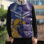Custom Football Eagles and Dockers Sleeveless Puffer Jacket 2026 Together Aboriginal Polynesian Pattern
