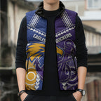 Custom Football Eagles and Dockers Sleeveless Puffer Jacket 2026 Together Aboriginal Polynesian Pattern