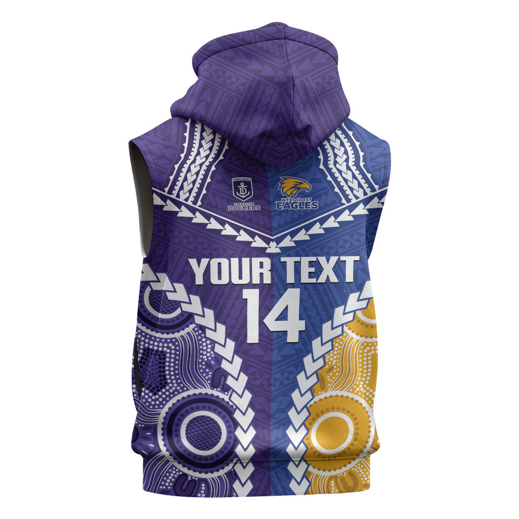 Custom Football Eagles and Dockers Sleeveless Zip Hoodie 2026 Together Aboriginal Polynesian Pattern