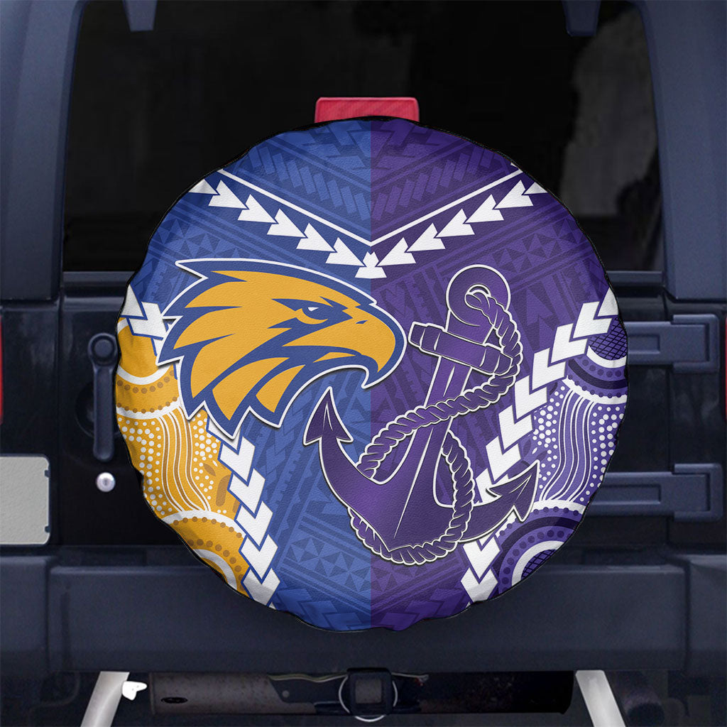 Football Eagles and Dockers Spare Tire Cover 2026 Together Aboriginal Polynesian Pattern