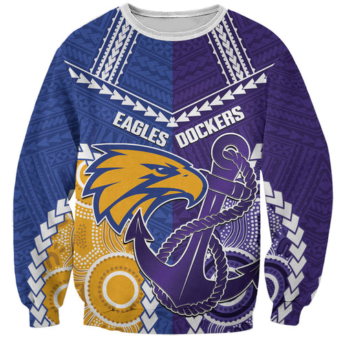 Custom Football Eagles and Dockers Sweatshirt 2026 Together Aboriginal Polynesian Pattern