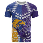 Custom Football Eagles and Dockers T Shirt 2026 Together Aboriginal Polynesian Pattern