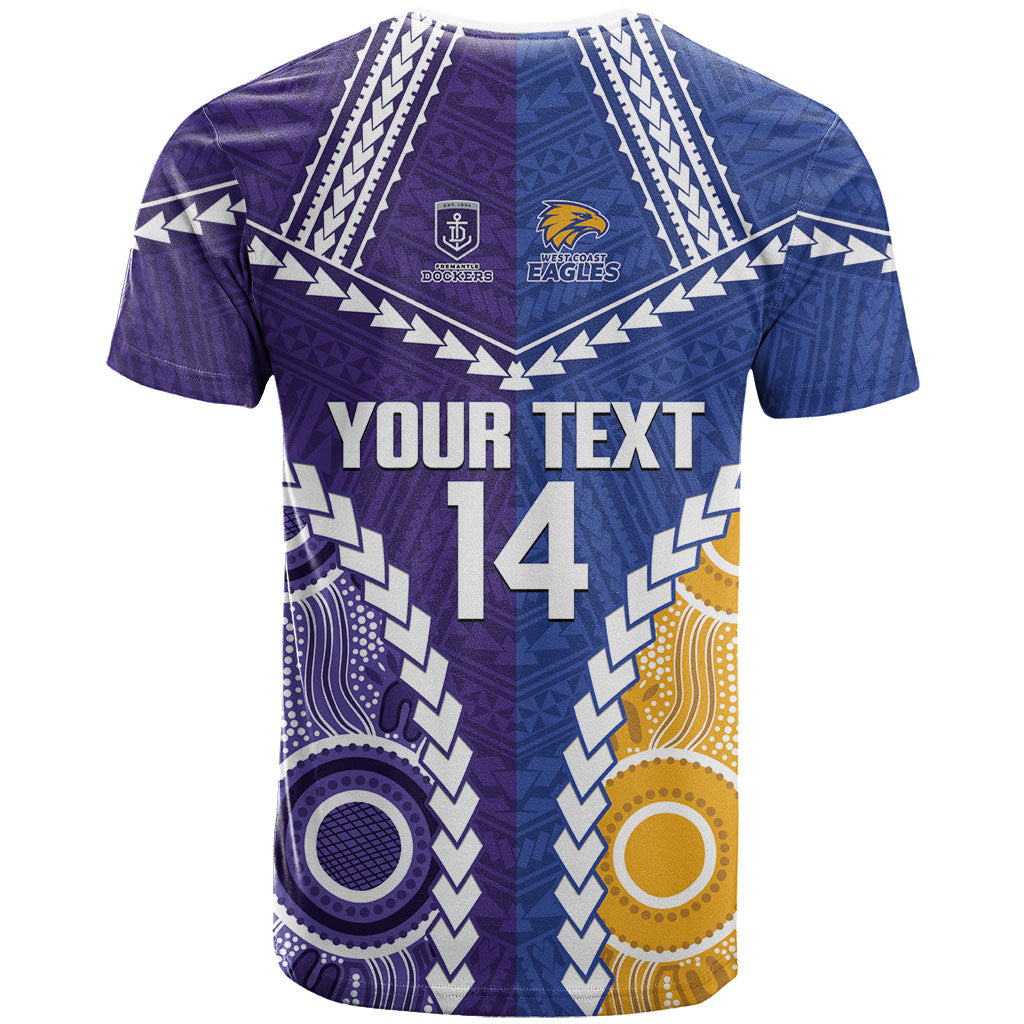 Custom Football Eagles and Dockers T Shirt 2026 Together Aboriginal Polynesian Pattern