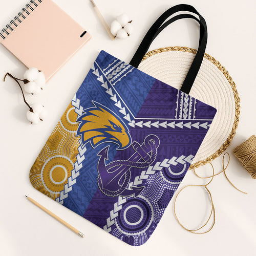 Football Eagles and Dockers Tote Bag 2026 Together Aboriginal Polynesian Pattern