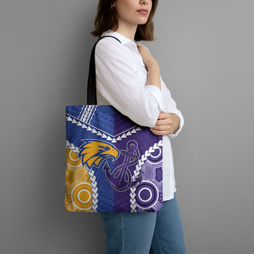 Football Eagles and Dockers Tote Bag 2026 Together Aboriginal Polynesian Pattern