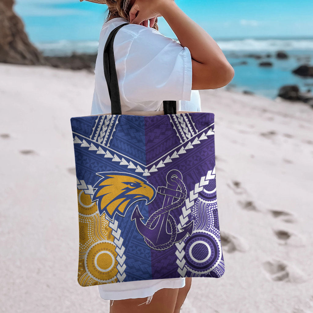 Football Eagles and Dockers Tote Bag 2026 Together Aboriginal Polynesian Pattern