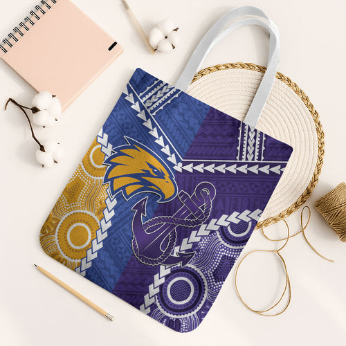 Football Eagles and Dockers Tote Bag 2026 Together Aboriginal Polynesian Pattern