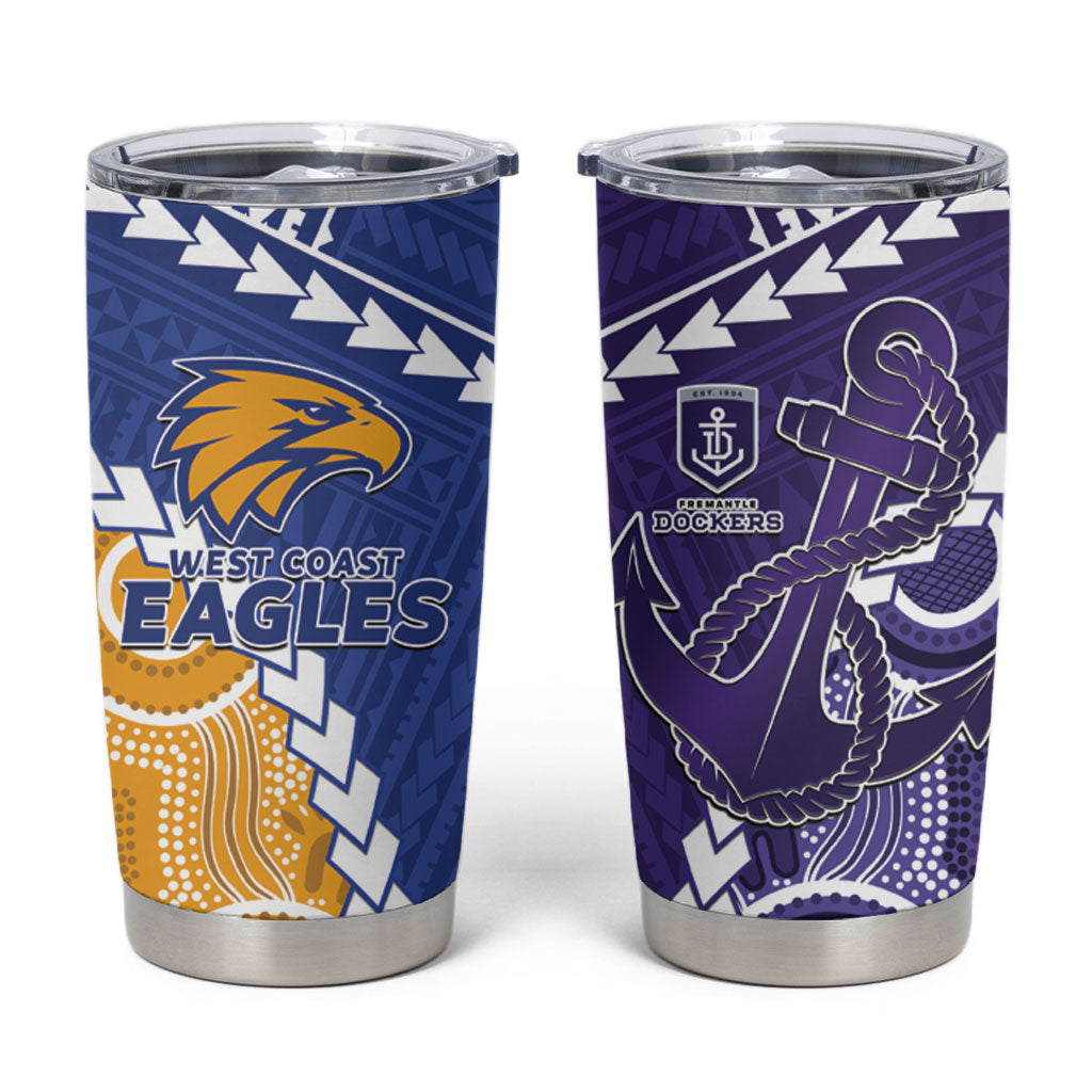 Custom Football Eagles and Dockers Tumbler Cup 2026 Together Aboriginal Polynesian Pattern