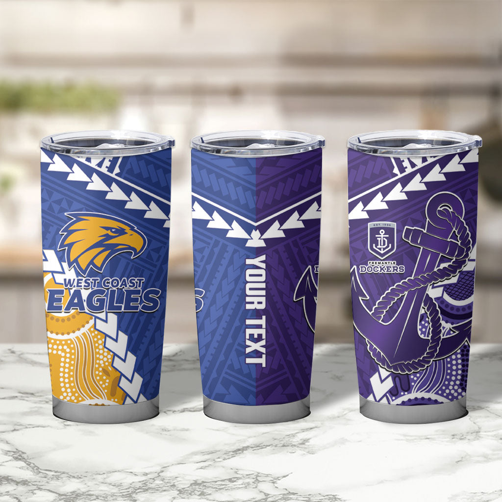 Custom Football Eagles and Dockers Tumbler Cup 2026 Together Aboriginal Polynesian Pattern