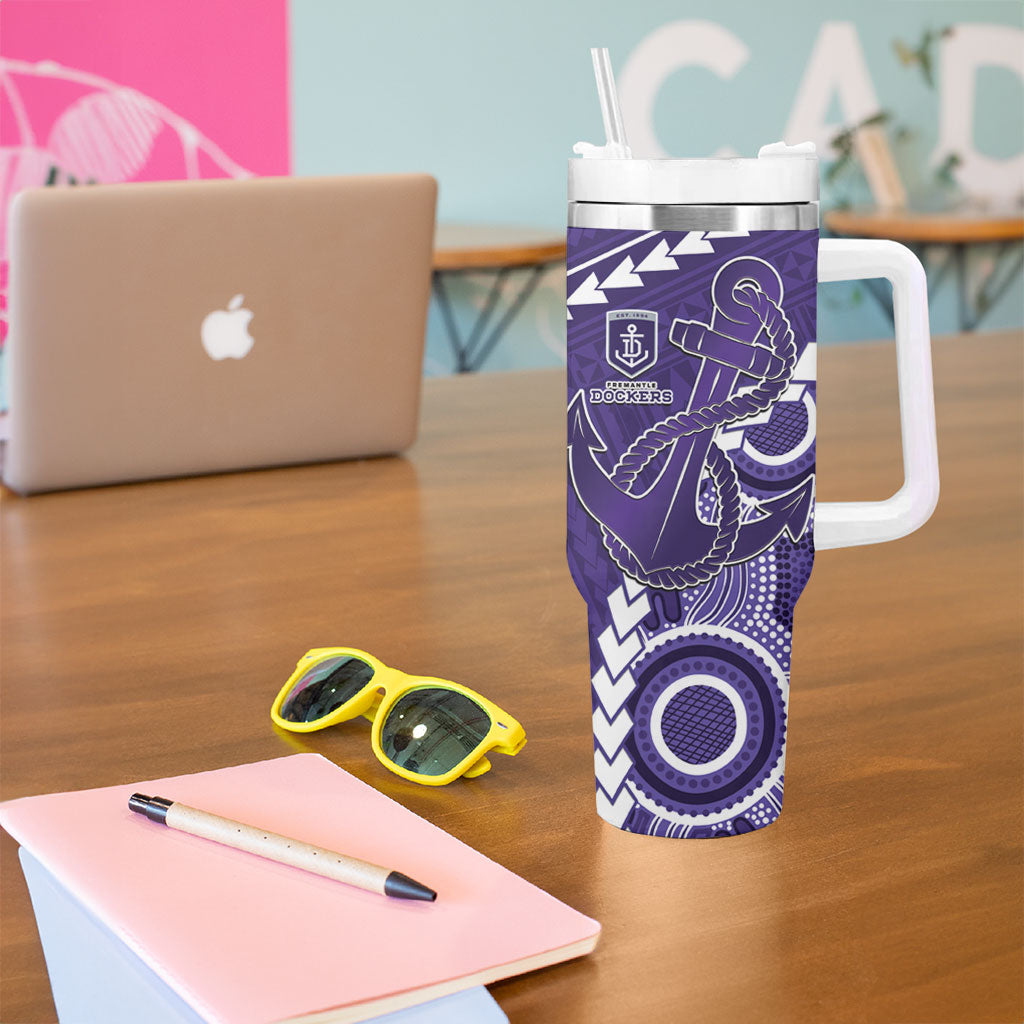 Custom Football Eagles and Dockers Tumbler With Handle 2026 Together Aboriginal Polynesian Pattern